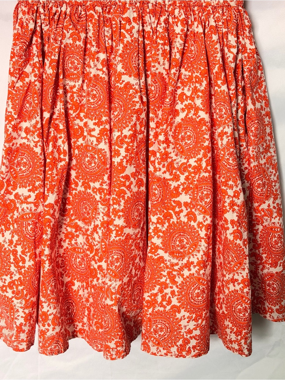 New J Crew Orange White Floral Poplin 100% Cotton Ruffle Collar Small Mini Dress - Picture 9 of 17